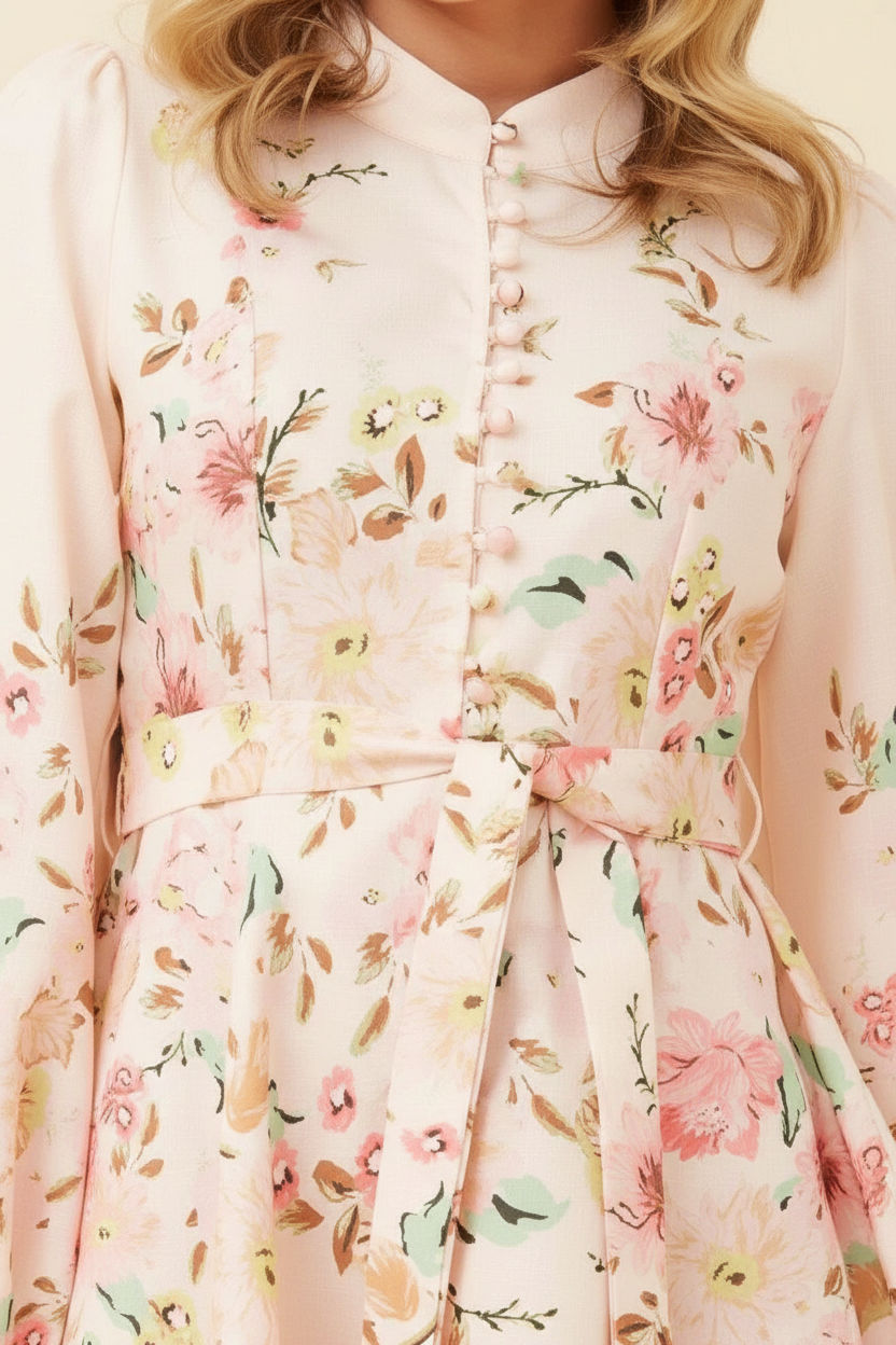 Fee Floral Print Short Dress in Pink