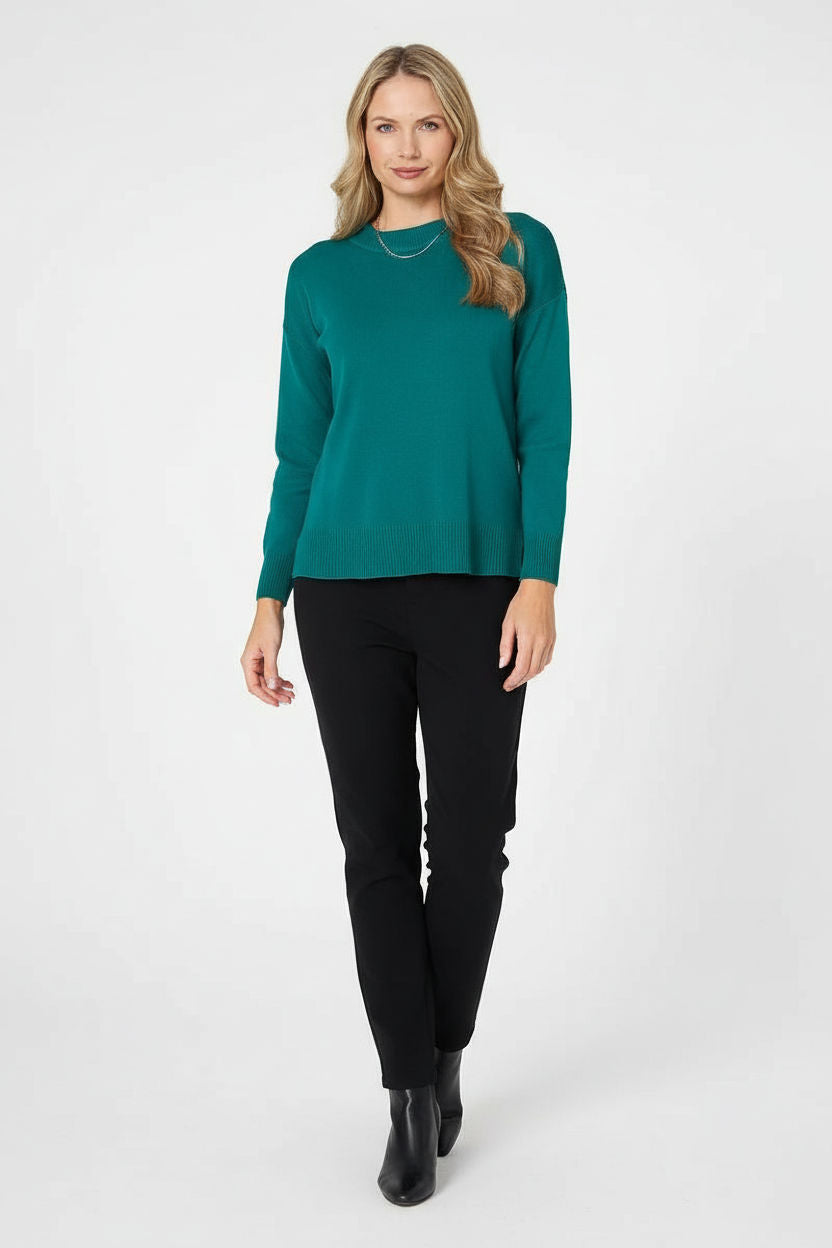 Camilla Split Hem Knit Sweater in Green