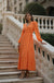 Tiered Wrap Maxi Dress in Orange