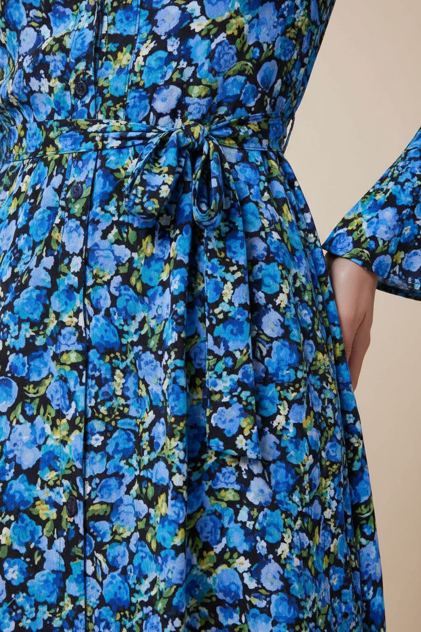 Ranyra Printed Shirt Dress in Blue Floral