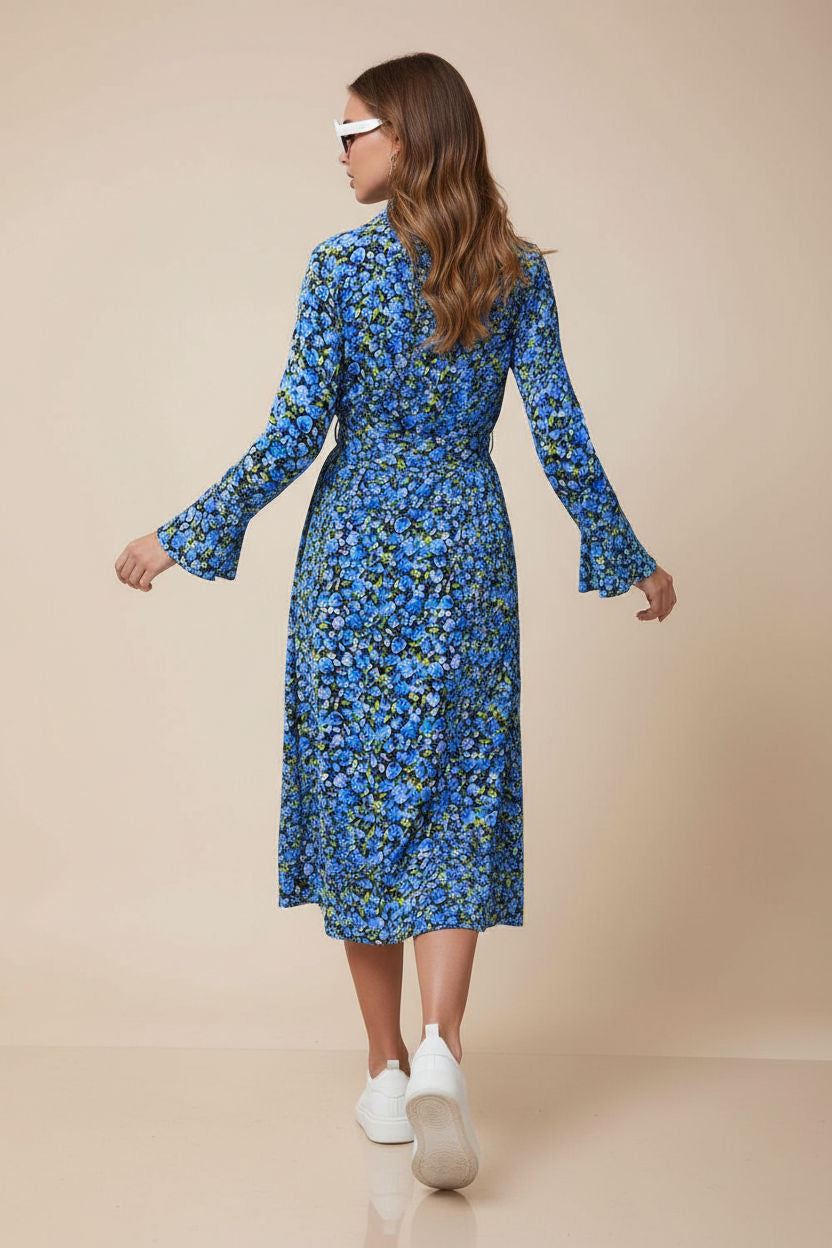 Ranyra Printed Shirt Dress in Blue Floral