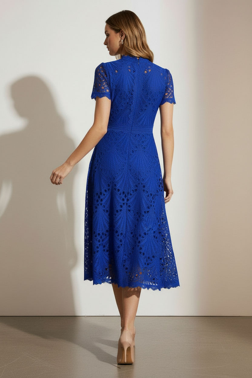 Jude Lace Occasion Midi Dress in Royal
