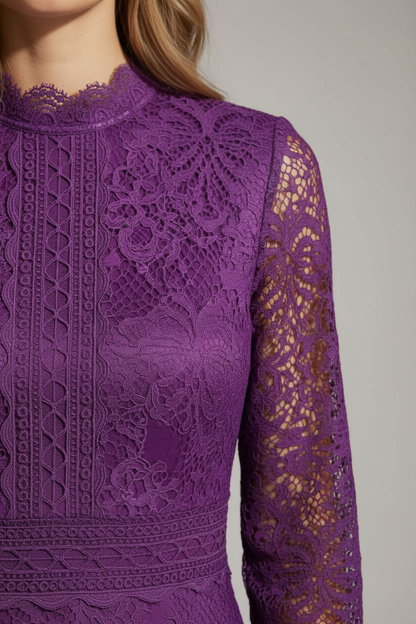 Kate Lace Midi Dress in Purple