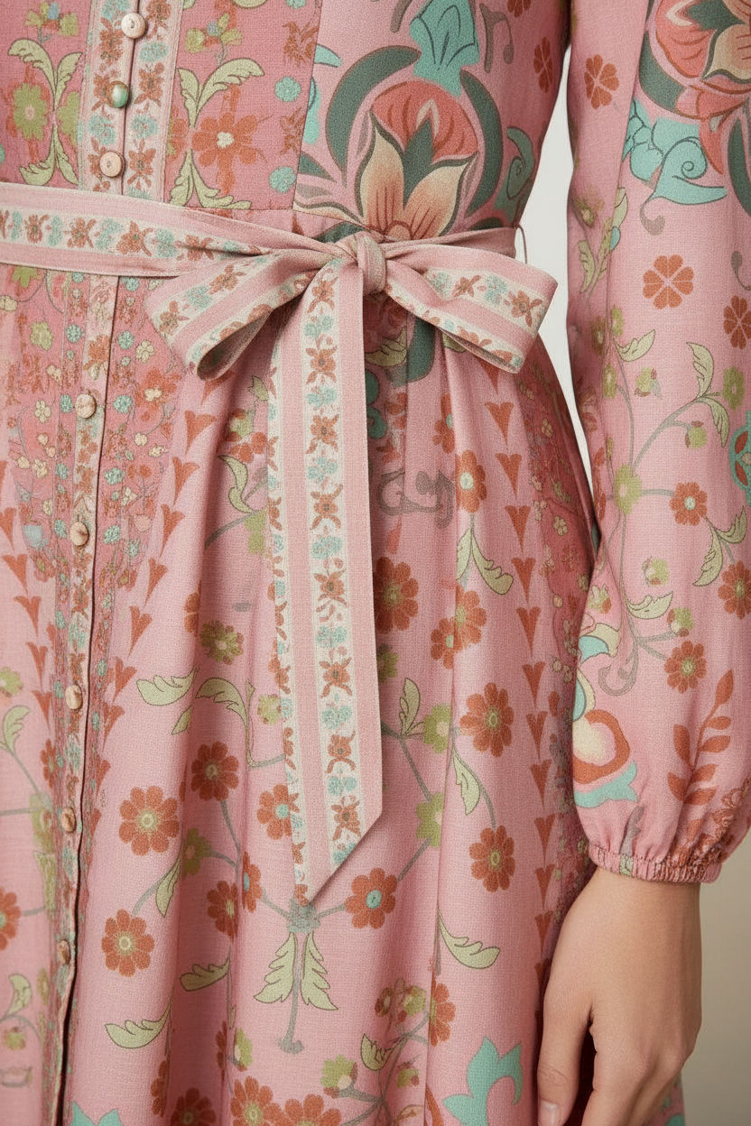 Printed Tie-Waist Mini Dress