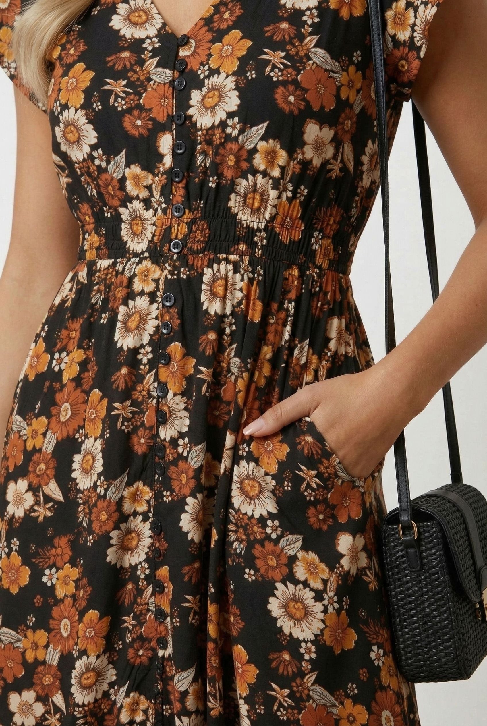 Floral Print V-Neck Maxi Dress