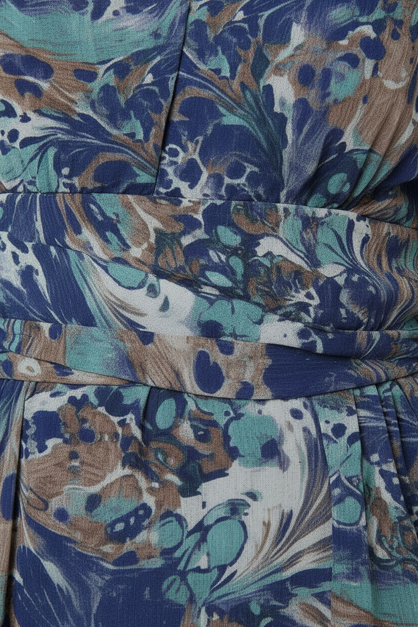 Printed Long Sleeve Mini Dress in Blue