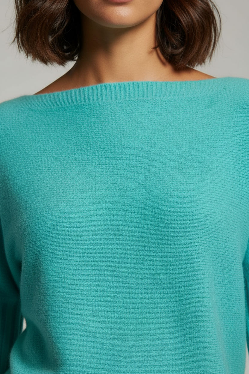 Boat Neck Short Sleeve Knit Sweater