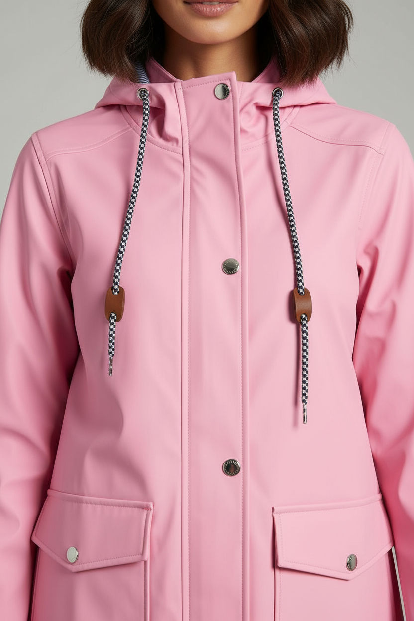 Lilly Stripe Lined Raincoat in Baby Pink