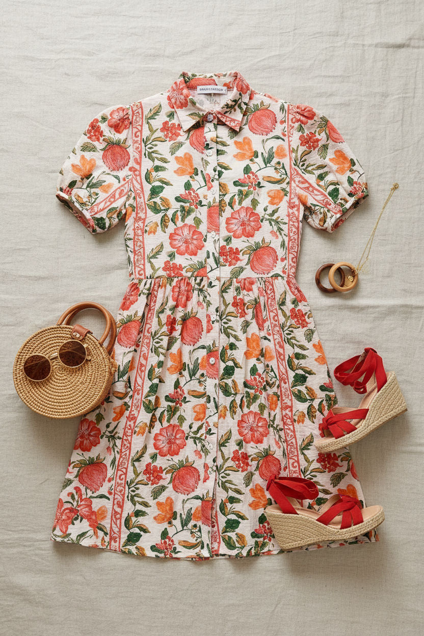 Floral Print Button-Down Shirt Dress