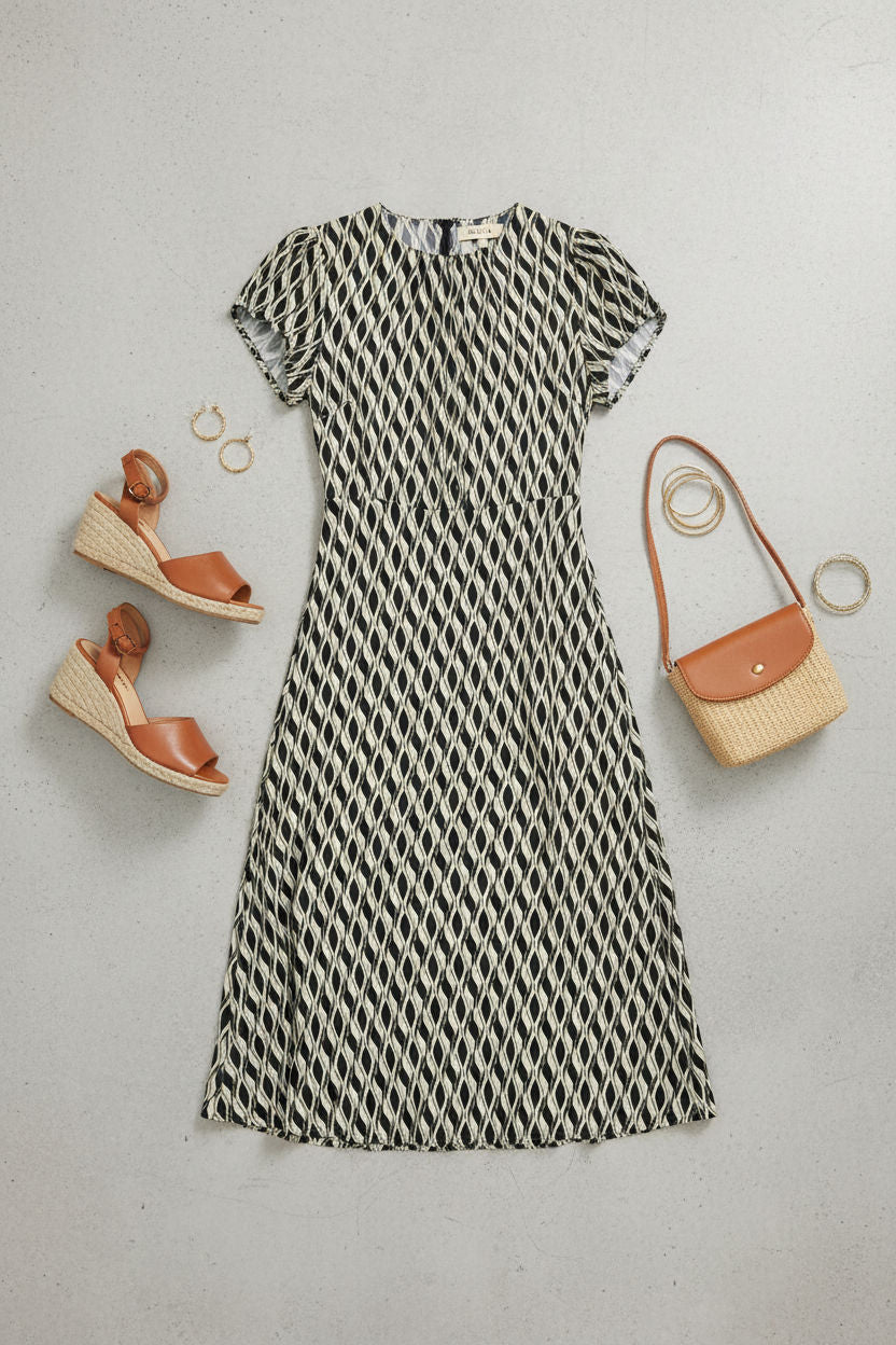Geometric Print Midi Dress