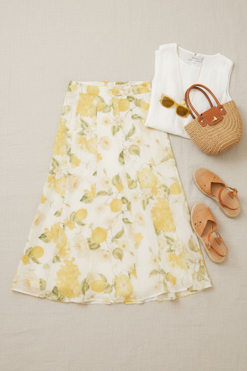 Violette Lemon Print Skirt
