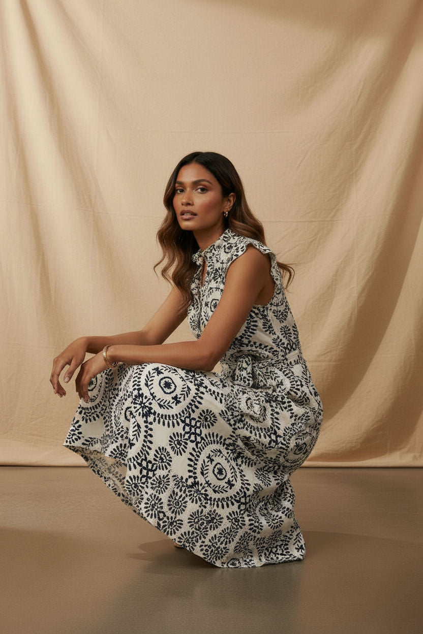 Ruffled Sleeveless Maxi Dress