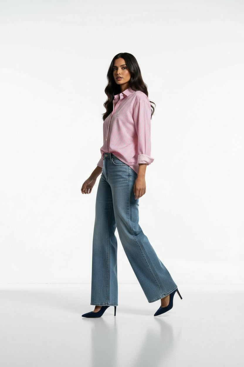 Collared Button-Up Shirt in Pink