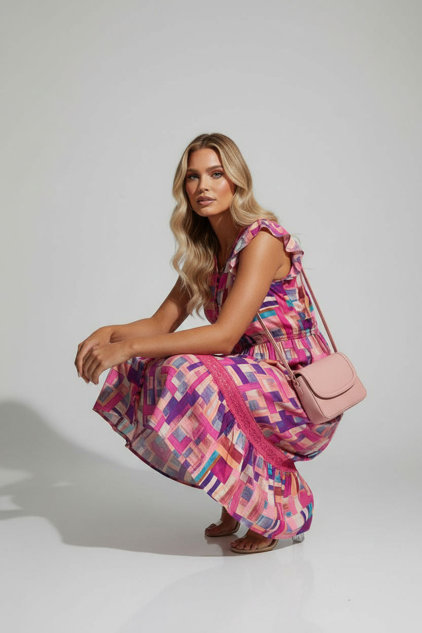 Abstract Print Midi Dress