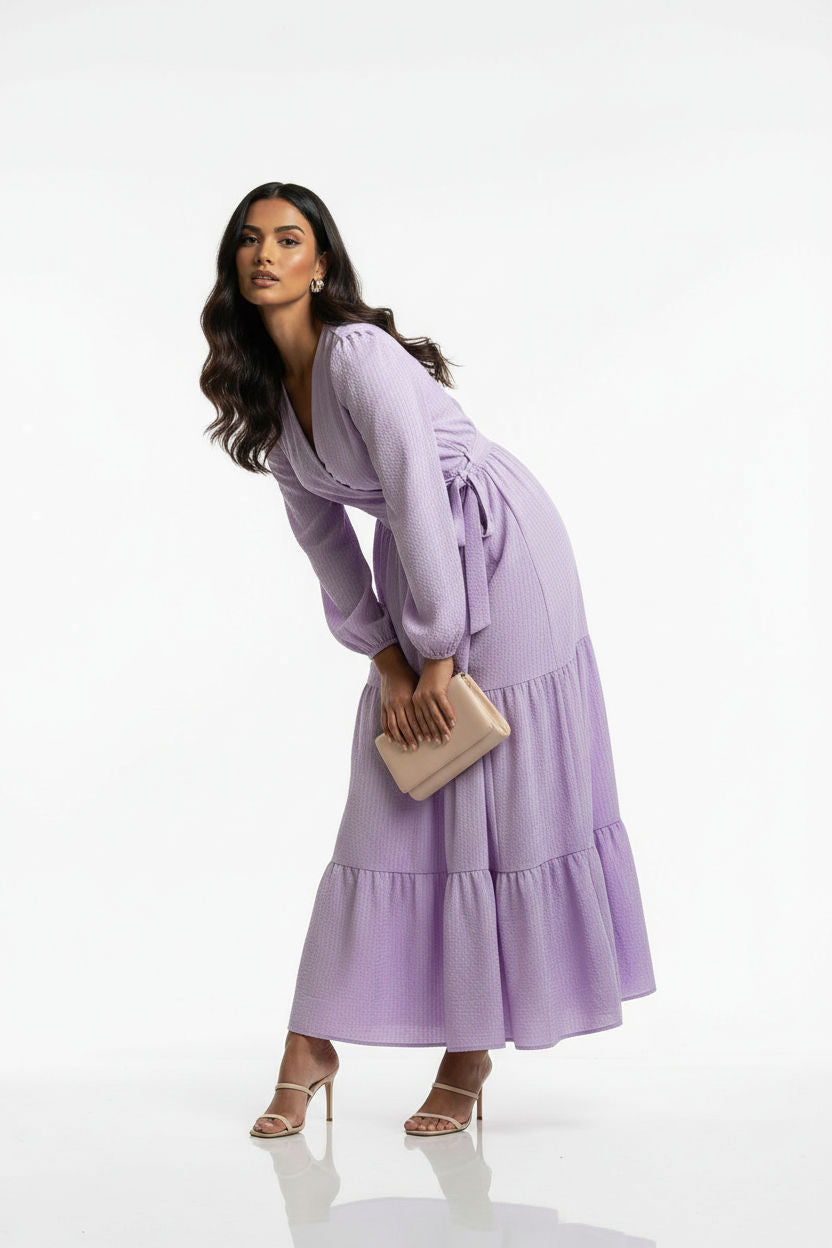 Tiered Wrap Maxi Dressin Lilac