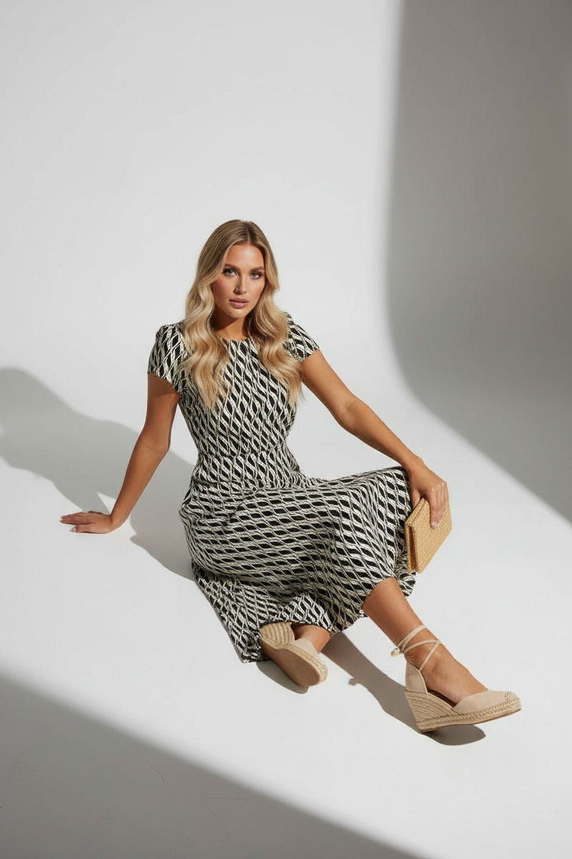 Geometric Print Midi Dress