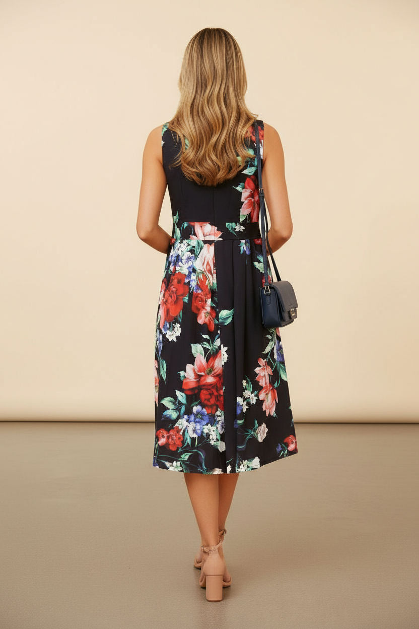 Floral Sleeveless Midi Dress