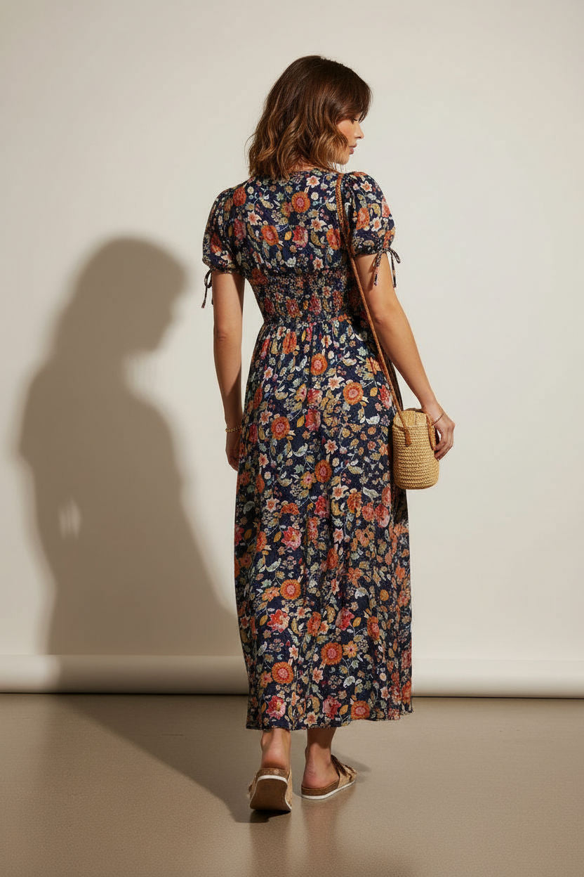Floral Smocked Midi Dress