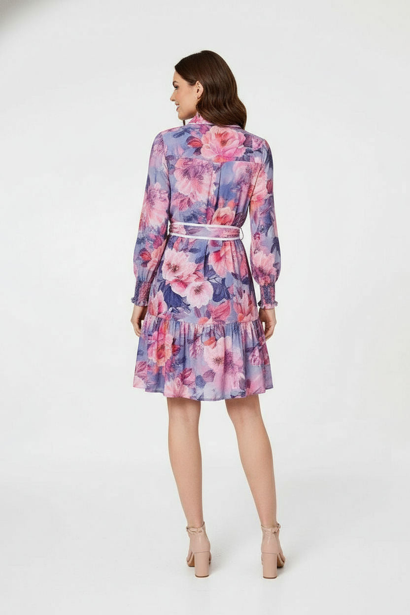 Floral Tiered Shirt Dress