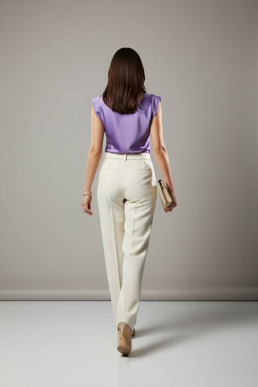 Satin Cowl Neck Sleeveless Top