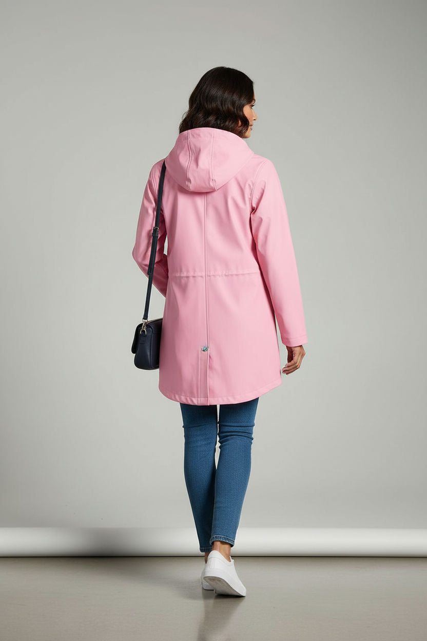 Lilly Stripe Lined Raincoat in Baby Pink