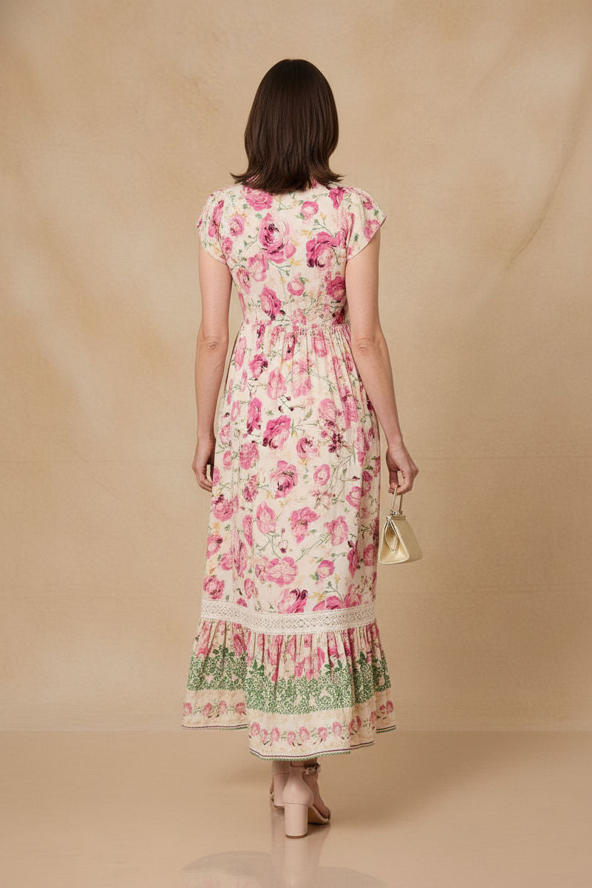 Floral Print Maxi Dress in Pink