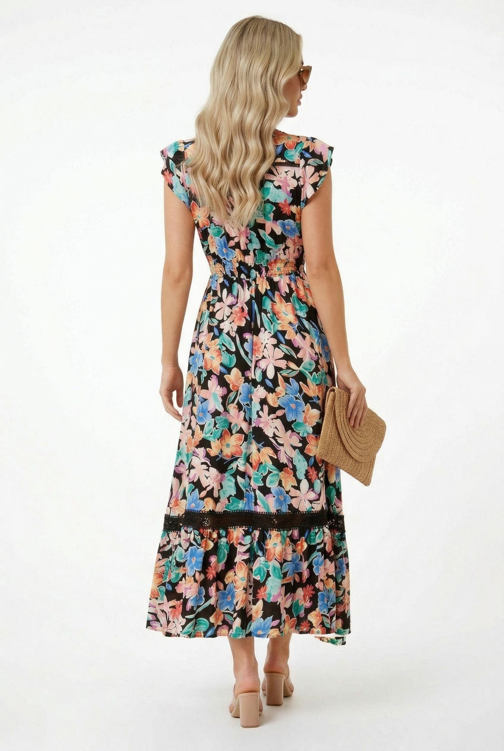 Floral Print Tiered Maxi Dress