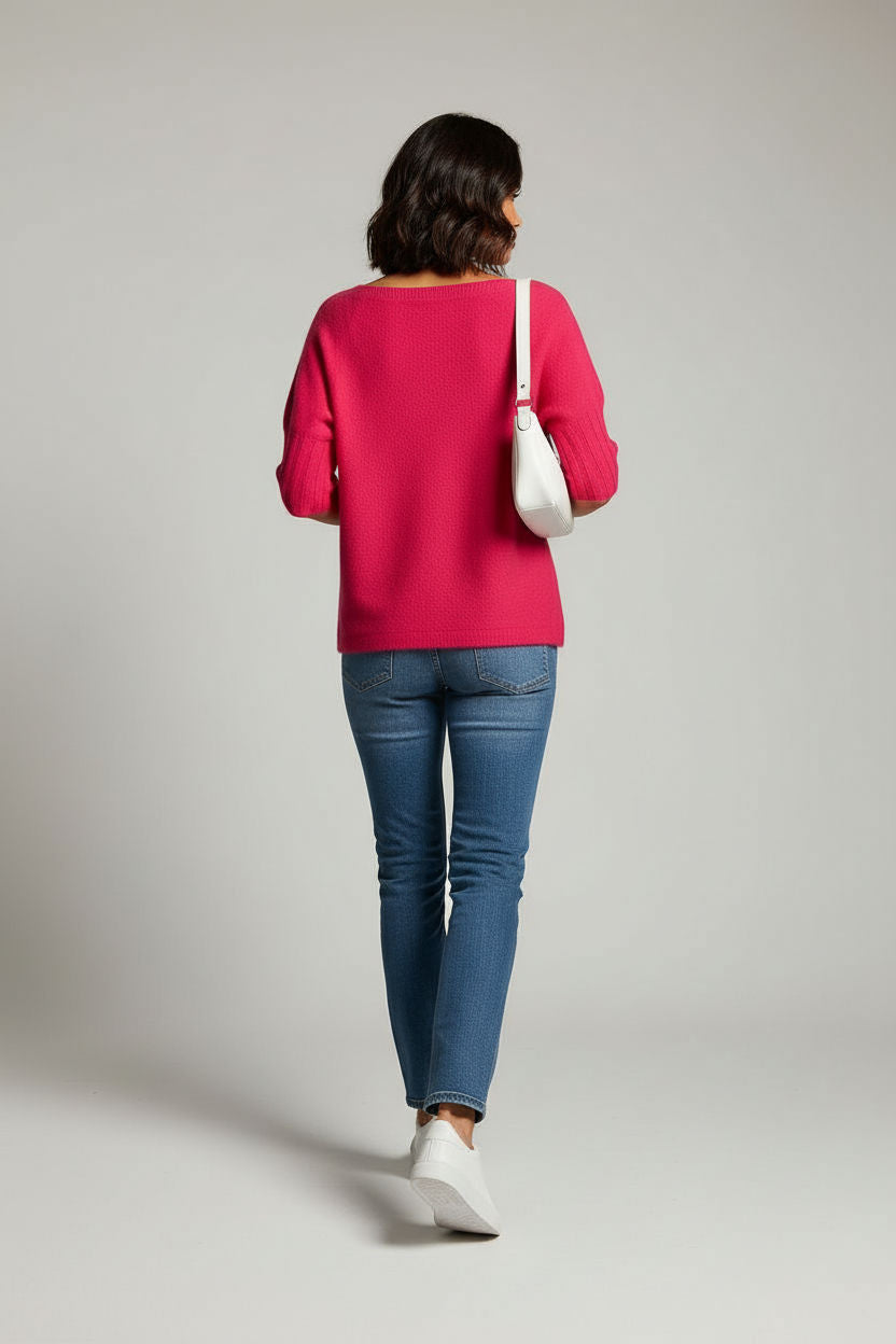 Boat Neck Short Sleeve Knit Sweater