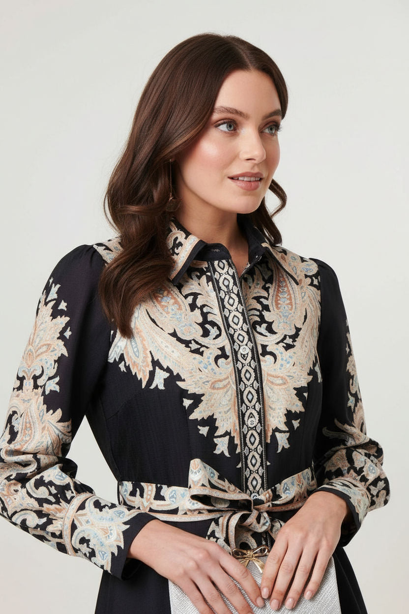 Printed Midi Shirt Dress