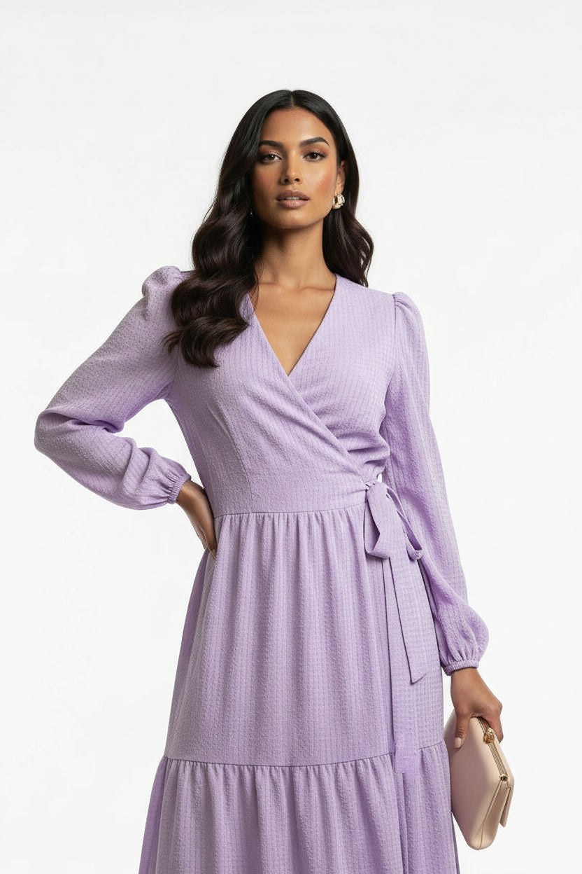 Tiered Wrap Maxi Dressin Lilac