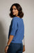 Boat Neck Short Sleeve Knit Sweater in Cornflower Blue