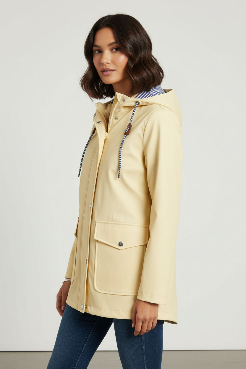 Lilly Stripe Lined Raincoat in Lemon