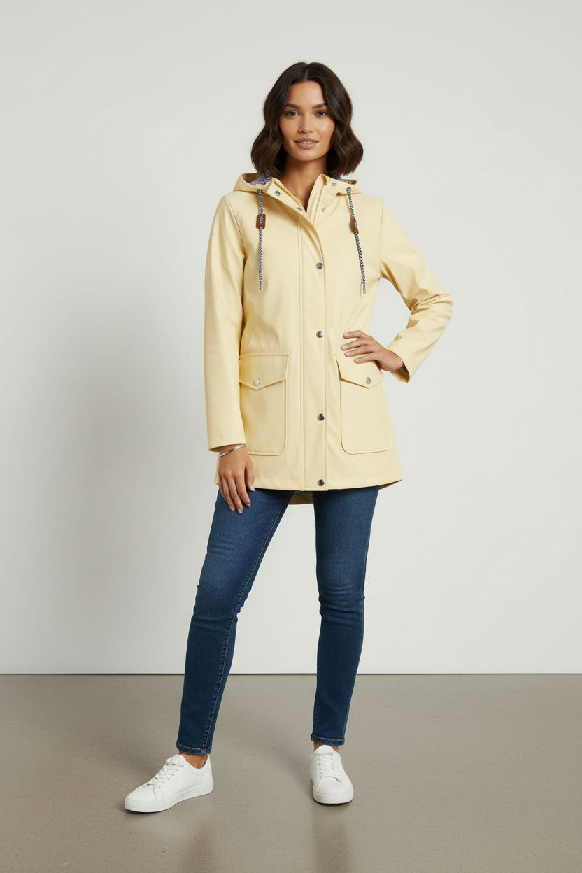 Lilly Stripe Lined Raincoat in Lemon