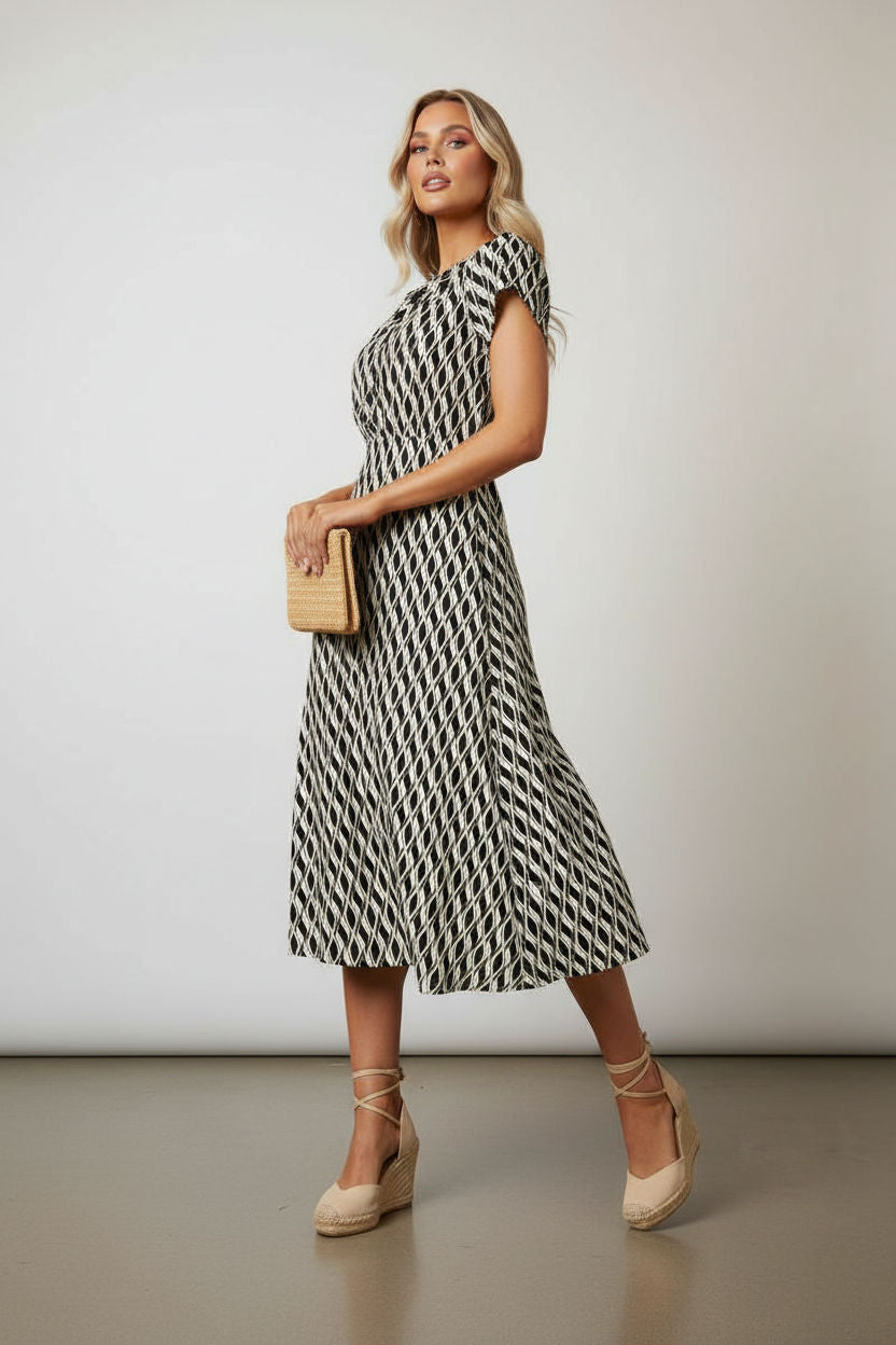 Geometric Print Midi Dress