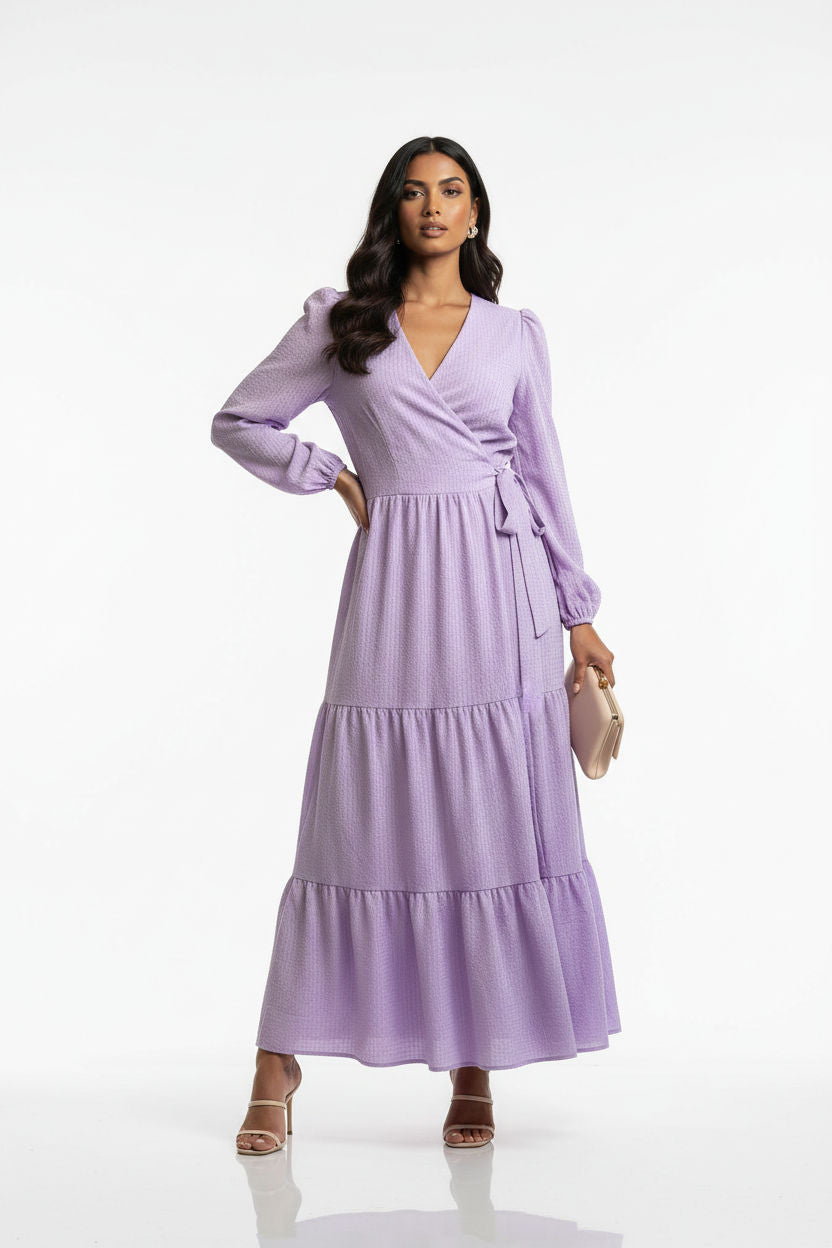 Tiered Wrap Maxi Dressin Lilac
