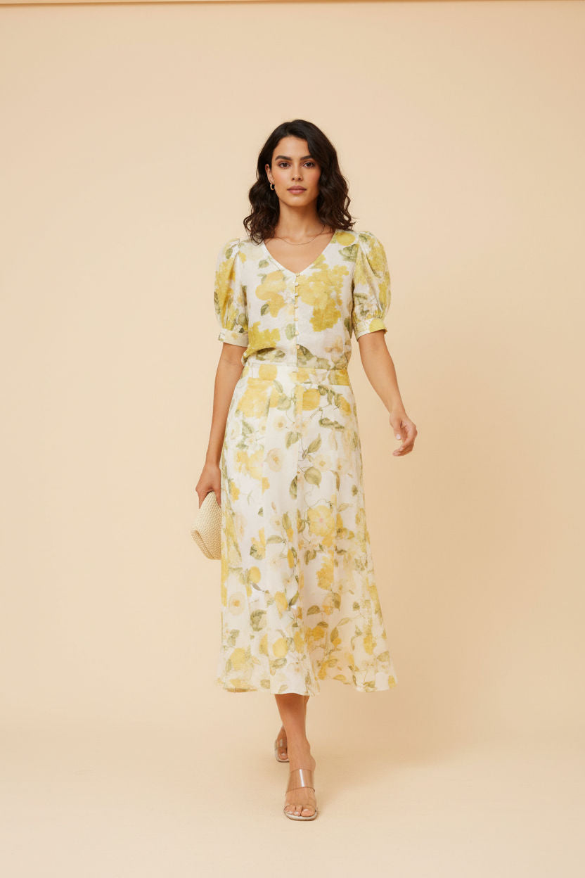 Violette Lemon Print Skirt