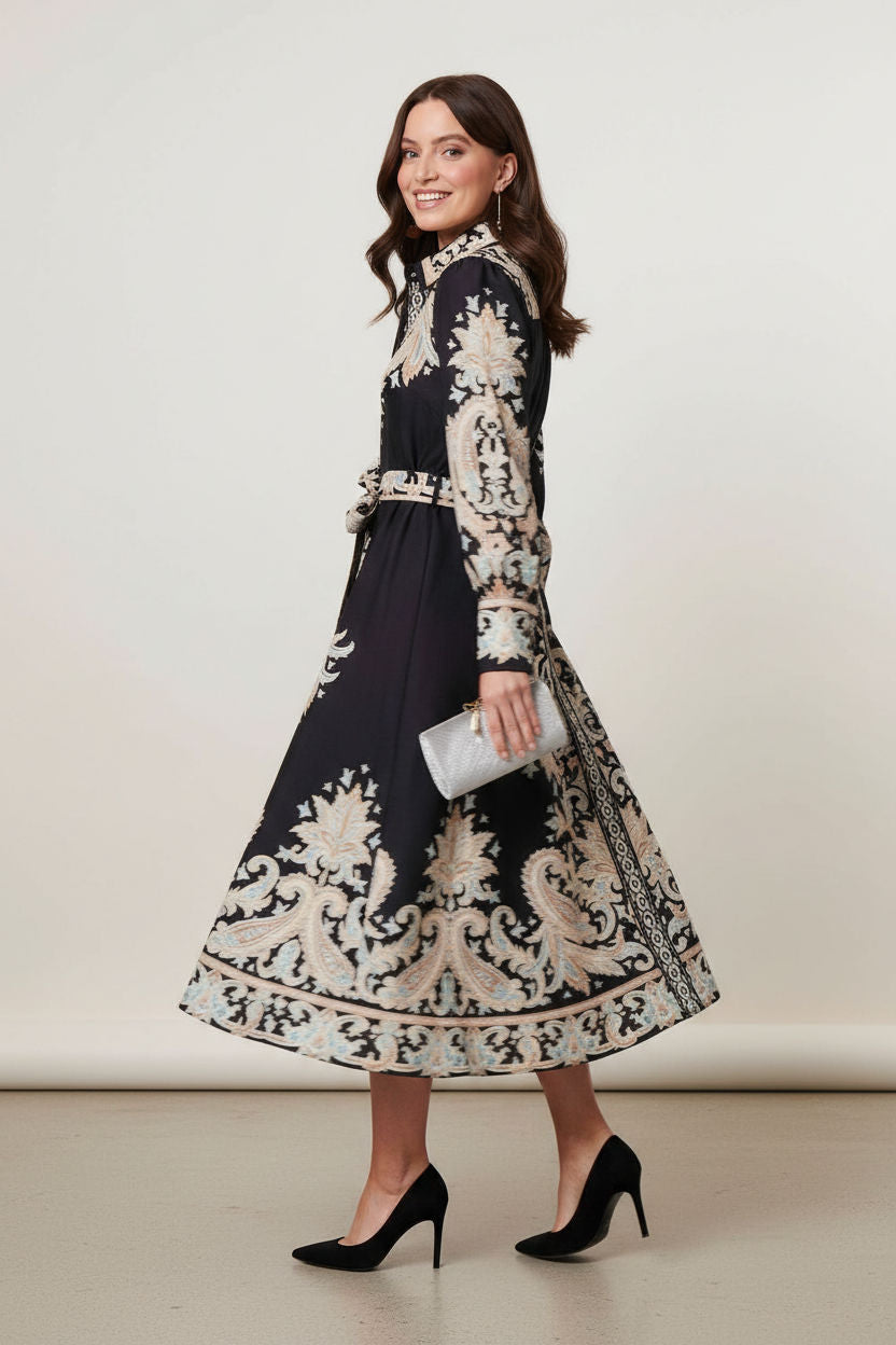 Printed Midi Shirt Dress