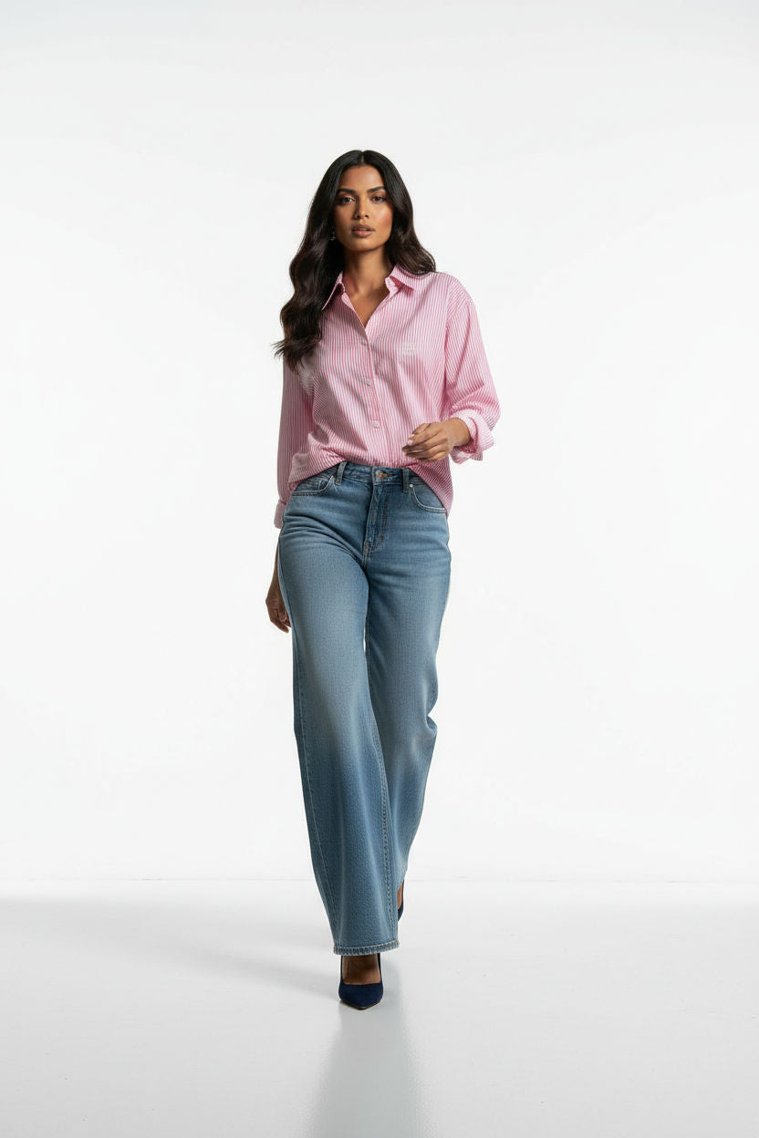 Collared Button-Up Shirt in Pink