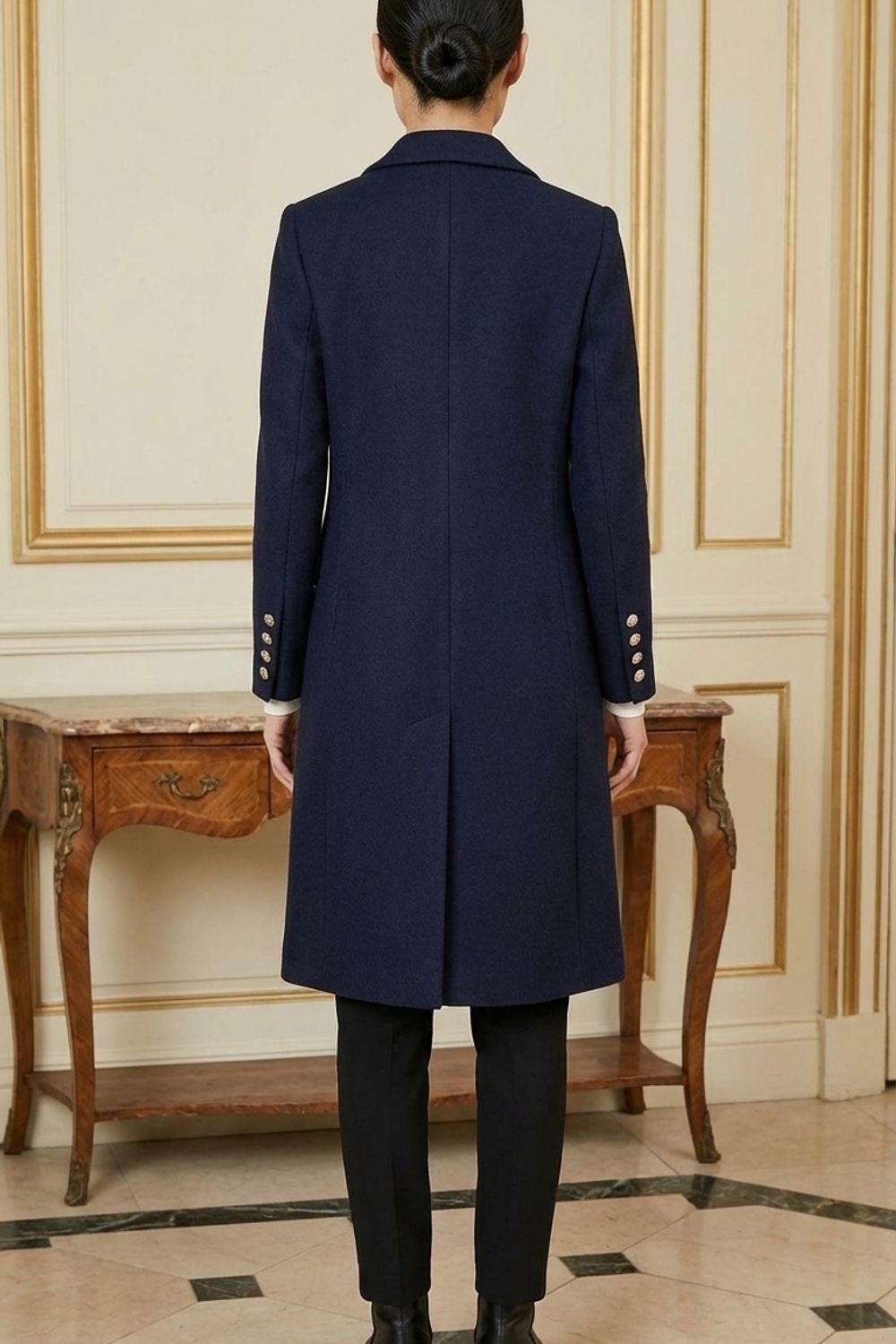 Vic Tailored Longline Coat in Navy