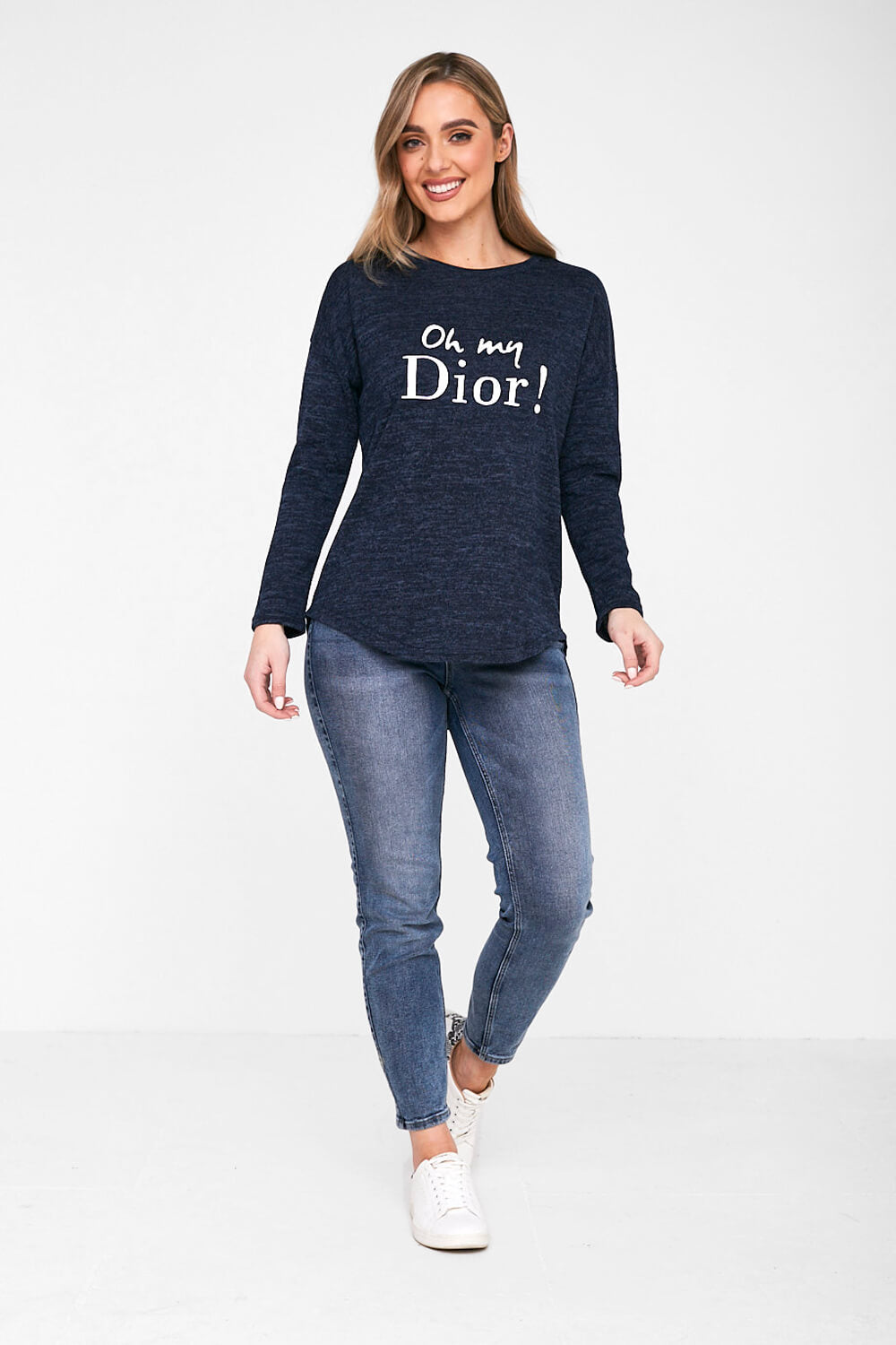 Abbie Slogan Top in Navy