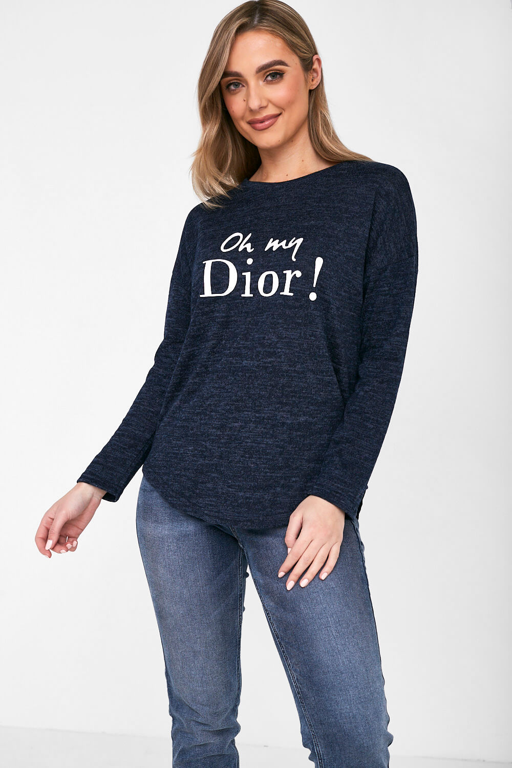 Abbie Slogan Top in Navy