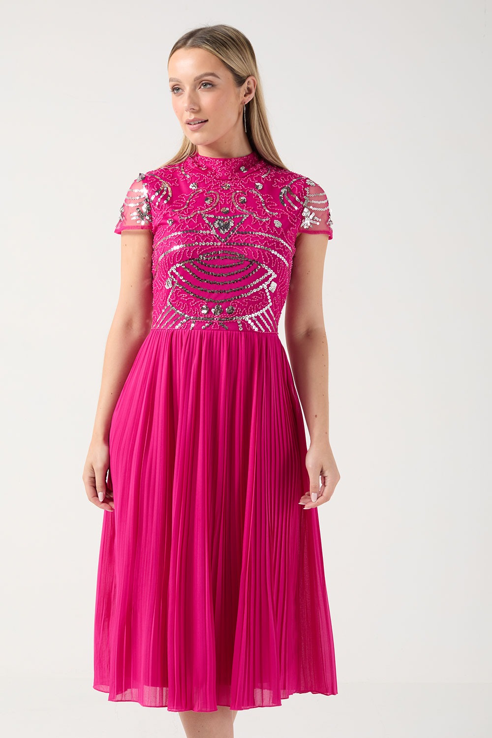 Ellie Sequin Embellished Dress in Pink