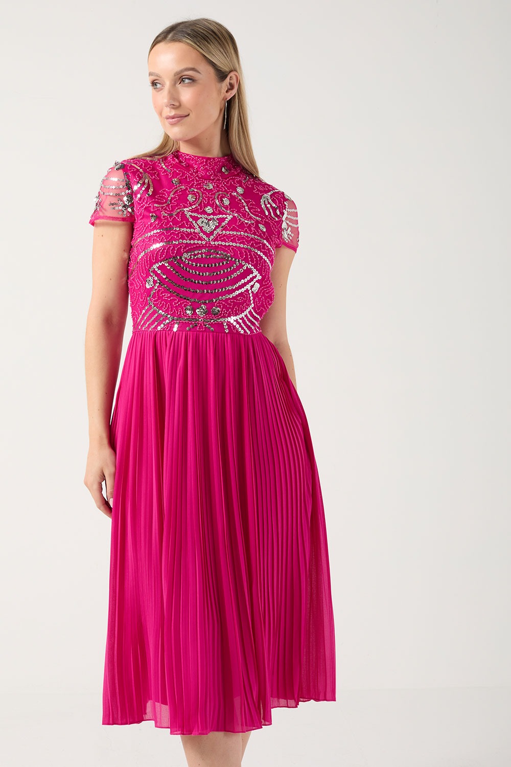 Ellie Sequin Embellished Dress in Pink