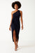 Alison Asymmetric Wrap Over Dress in Navy