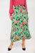 Alma Floral Print Pleated Midi Skirt in Green