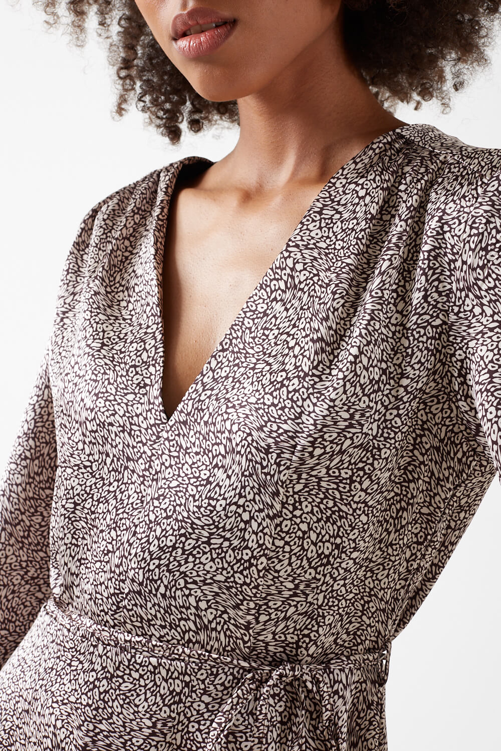 Jennifer Leopard Print Short Dress in Brown