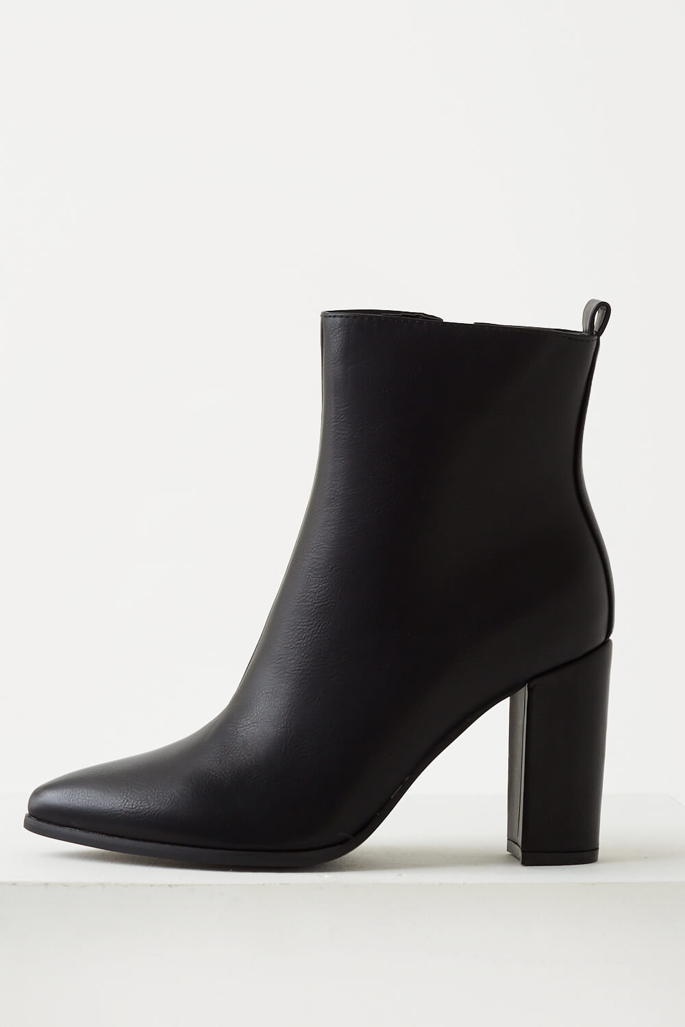 Blair Faux Leather Heeled Ankle Boots in Black1