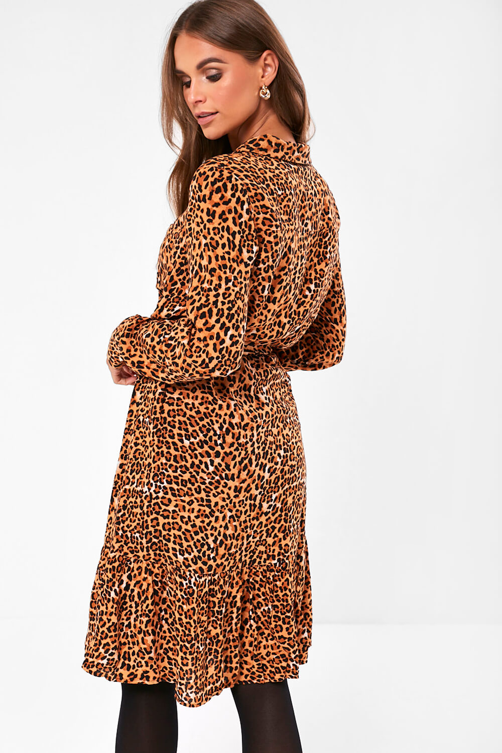 Brenna Leopard Print Shirt Dress