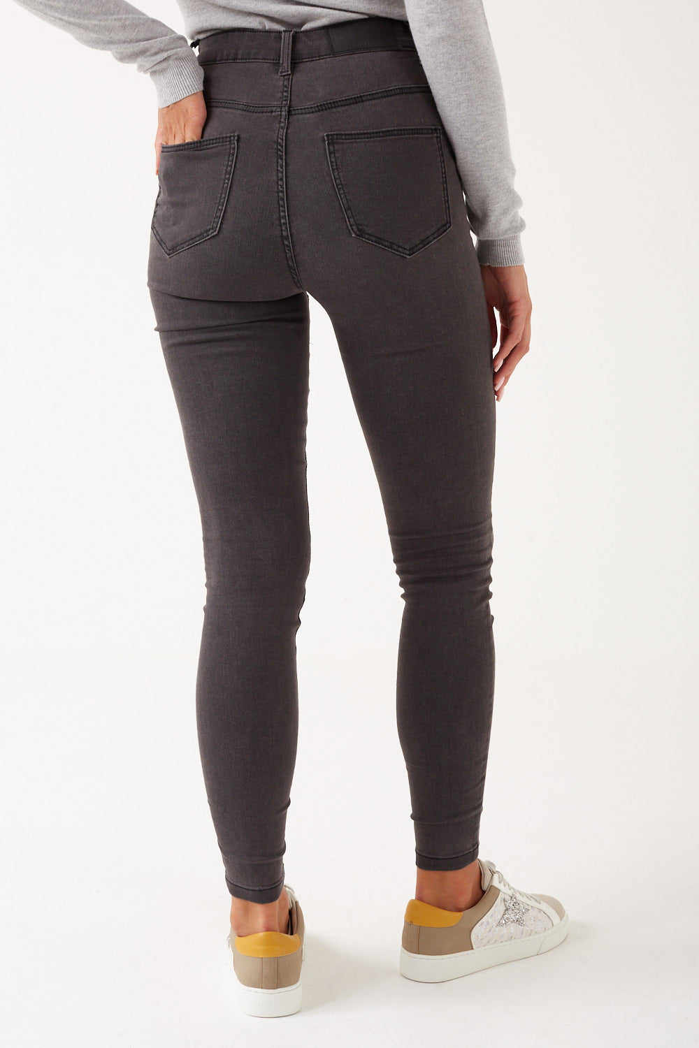 Callie High Waist Skinny Jeans in Dark Grey