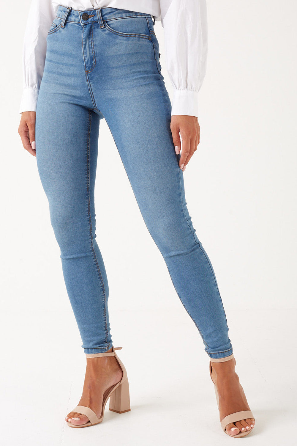 Callie High Waist Skinny Jeans in Light Wash Denim